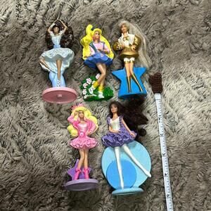 Vintage 90s McDonalds Toy Bundle Lot of 5 Mini Plastic Barbie Figure Toys 4.5-5”